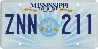 MS license plate ZNN211