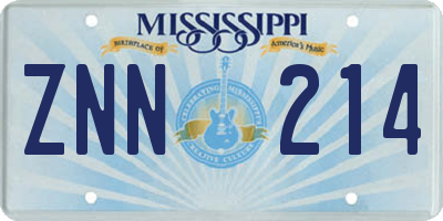 MS license plate ZNN214