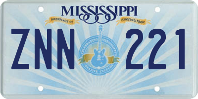 MS license plate ZNN221