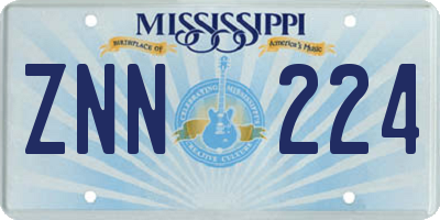 MS license plate ZNN224