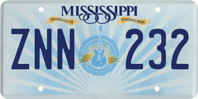 MS license plate ZNN232