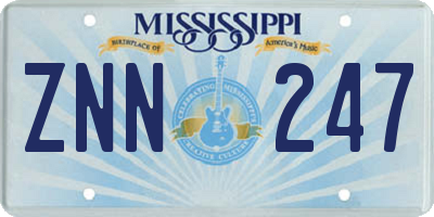 MS license plate ZNN247