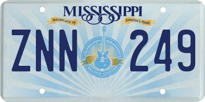 MS license plate ZNN249