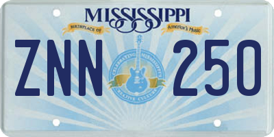 MS license plate ZNN250