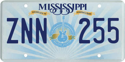 MS license plate ZNN255