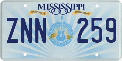 MS license plate ZNN259