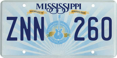 MS license plate ZNN260