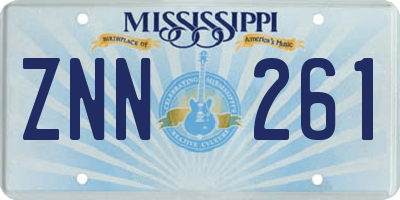 MS license plate ZNN261