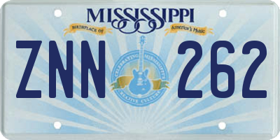 MS license plate ZNN262