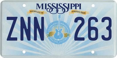 MS license plate ZNN263