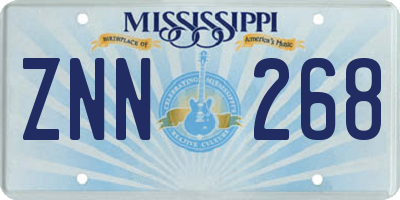 MS license plate ZNN268