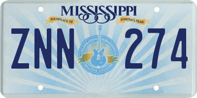 MS license plate ZNN274