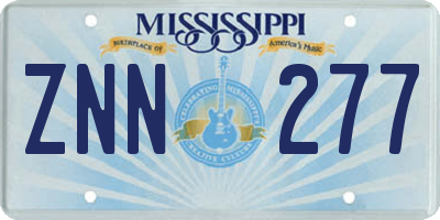 MS license plate ZNN277