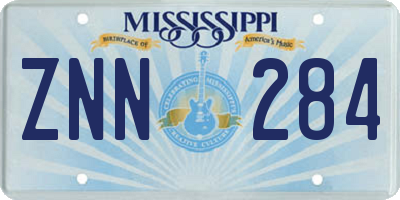 MS license plate ZNN284