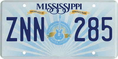 MS license plate ZNN285