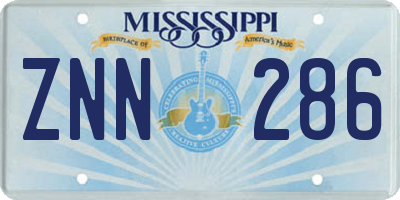 MS license plate ZNN286