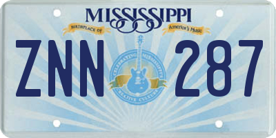 MS license plate ZNN287