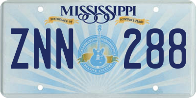 MS license plate ZNN288