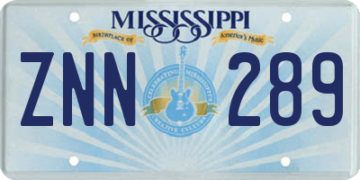 MS license plate ZNN289