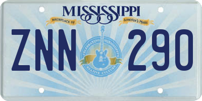 MS license plate ZNN290