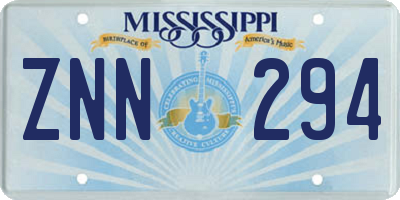 MS license plate ZNN294
