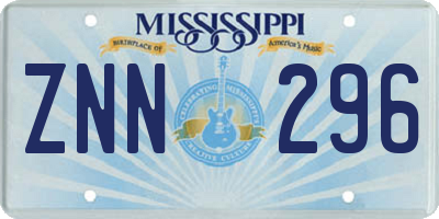 MS license plate ZNN296