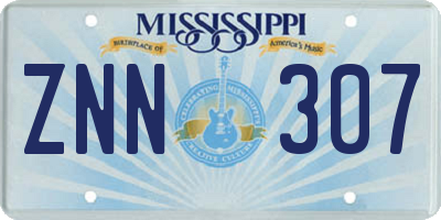 MS license plate ZNN307