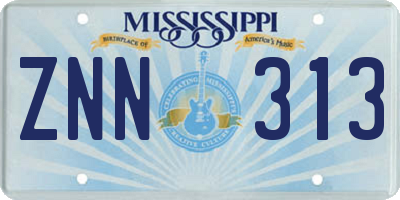 MS license plate ZNN313