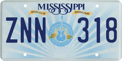 MS license plate ZNN318
