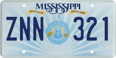 MS license plate ZNN321