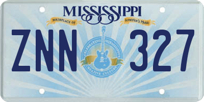 MS license plate ZNN327