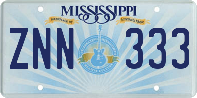 MS license plate ZNN333