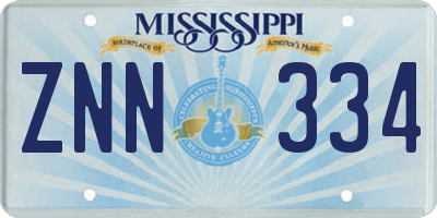 MS license plate ZNN334