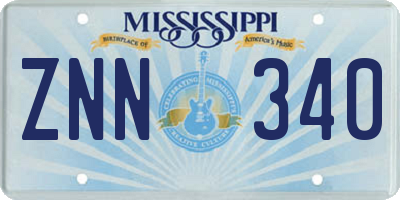 MS license plate ZNN340