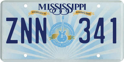 MS license plate ZNN341