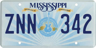 MS license plate ZNN342