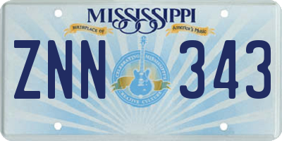 MS license plate ZNN343