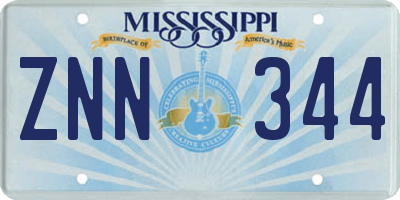 MS license plate ZNN344
