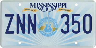 MS license plate ZNN350