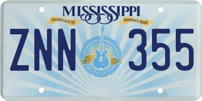 MS license plate ZNN355