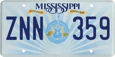 MS license plate ZNN359
