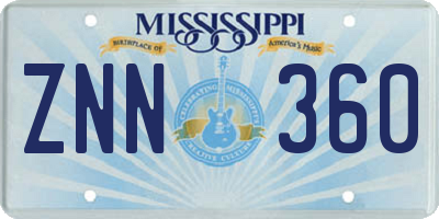 MS license plate ZNN360