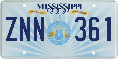 MS license plate ZNN361