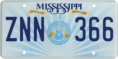 MS license plate ZNN366