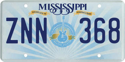 MS license plate ZNN368