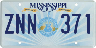 MS license plate ZNN371