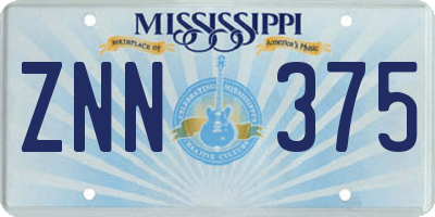 MS license plate ZNN375