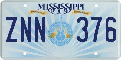 MS license plate ZNN376