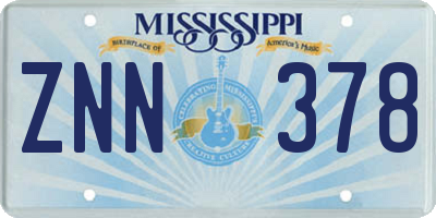 MS license plate ZNN378