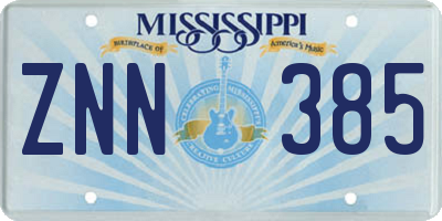 MS license plate ZNN385